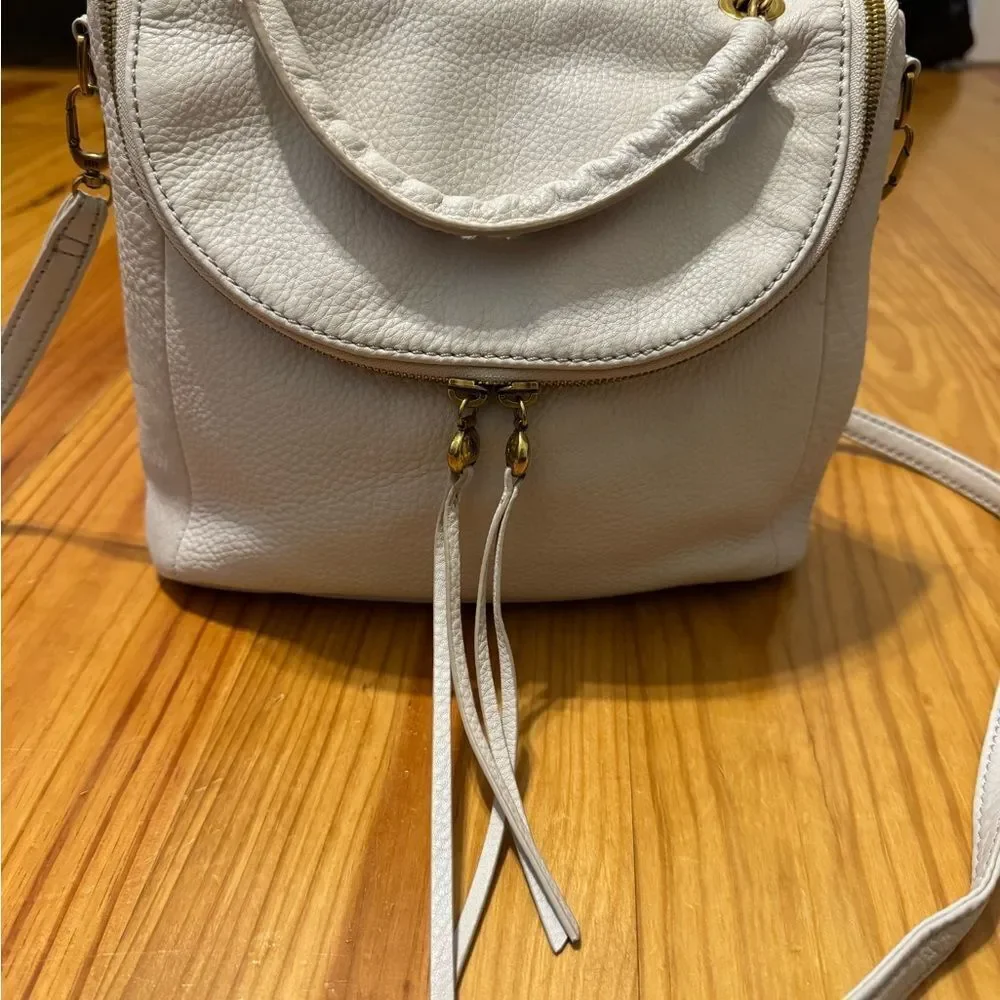 HOBO Fern Top Handle Satchel White Leather Crossbody Bag Convertible Handbag